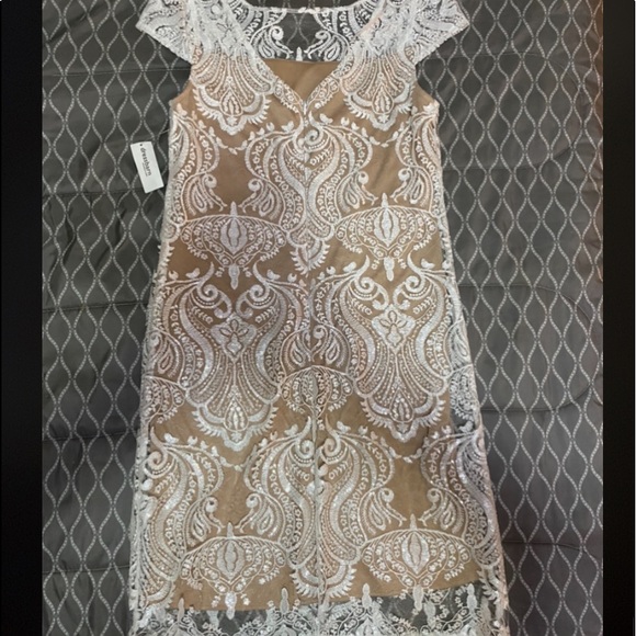 Cream and white dress with lace overlay. - Picture 3 of 4